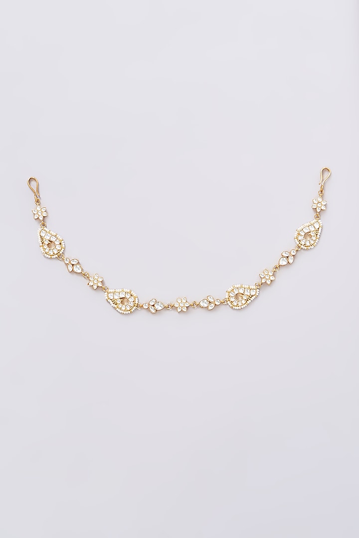 Gold Plated Jadau Kundan Polki Mathapatti by Shlok Jewels at Pernia's Pop Up Shop