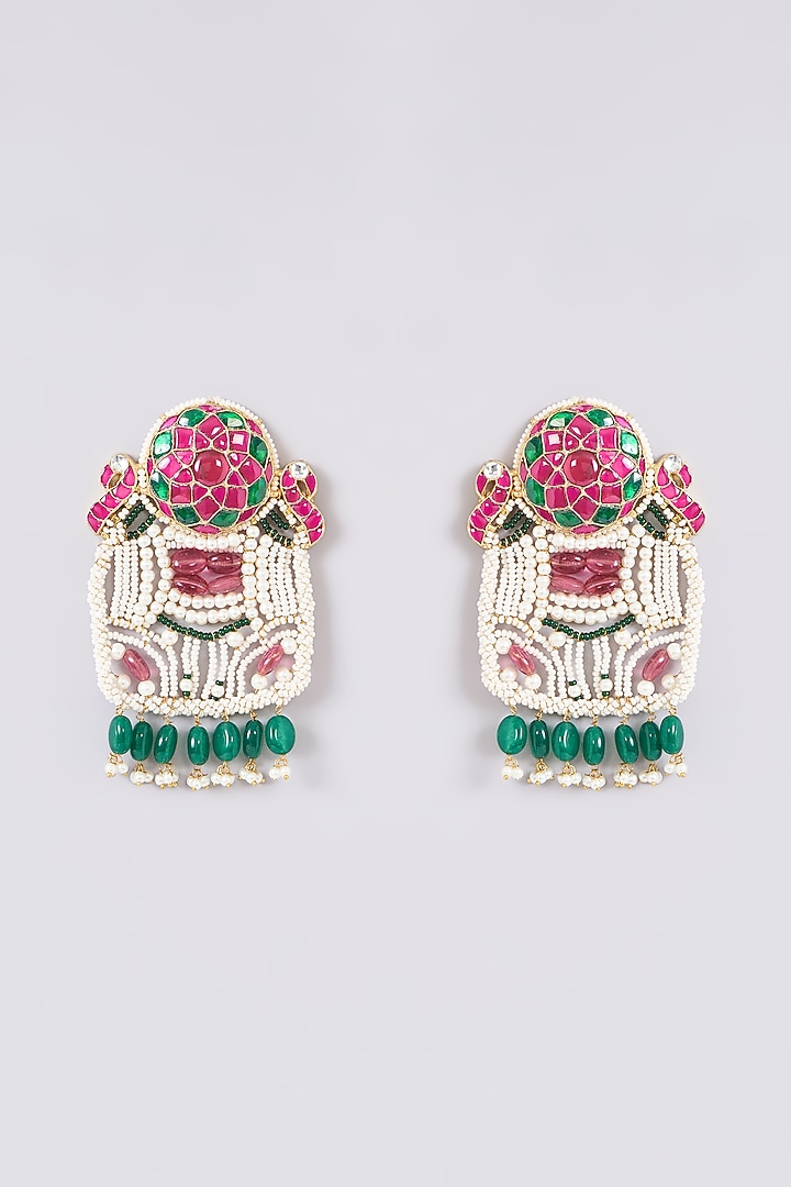 Gold Plated Jadau Kundan Polki Dangler Earrings by Shlok Jewels at Pernia's Pop Up Shop