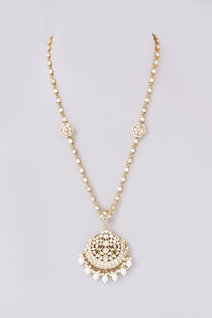 Gold Plated Mother Of Pearl Pendant Necklace by Shlok Jewels at Pernia's Pop Up Shop