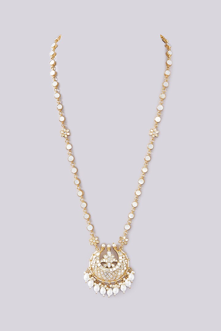 Gold Plated Mother Of Pearl Pendant Necklace by Shlok Jewels at Pernia's Pop Up Shop