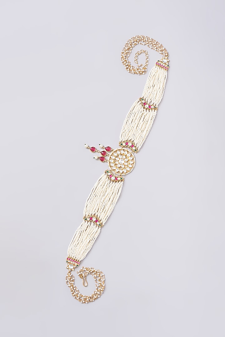 Gold Plated Jadau Kundan Polki Waistbelt by Shlok Jewels at Pernia's Pop Up Shop