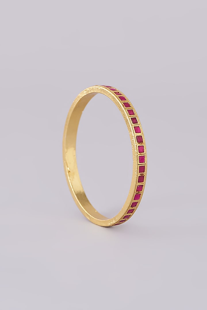 Gold Plated Jadau Kundan Polki Bangles (Set of 2) by Shlok Jewels at Pernia's Pop Up Shop