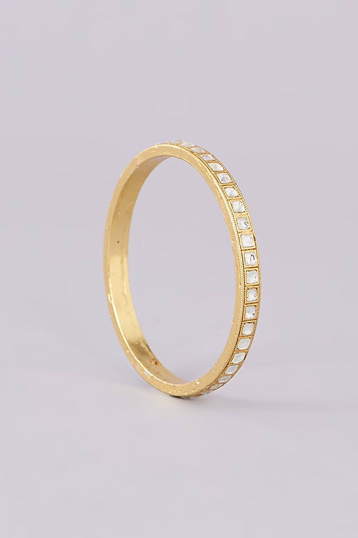 Gold Plated Jadau Kundan Polki Bangles (Set of 2) by Shlok Jewels at Pernia's Pop Up Shop