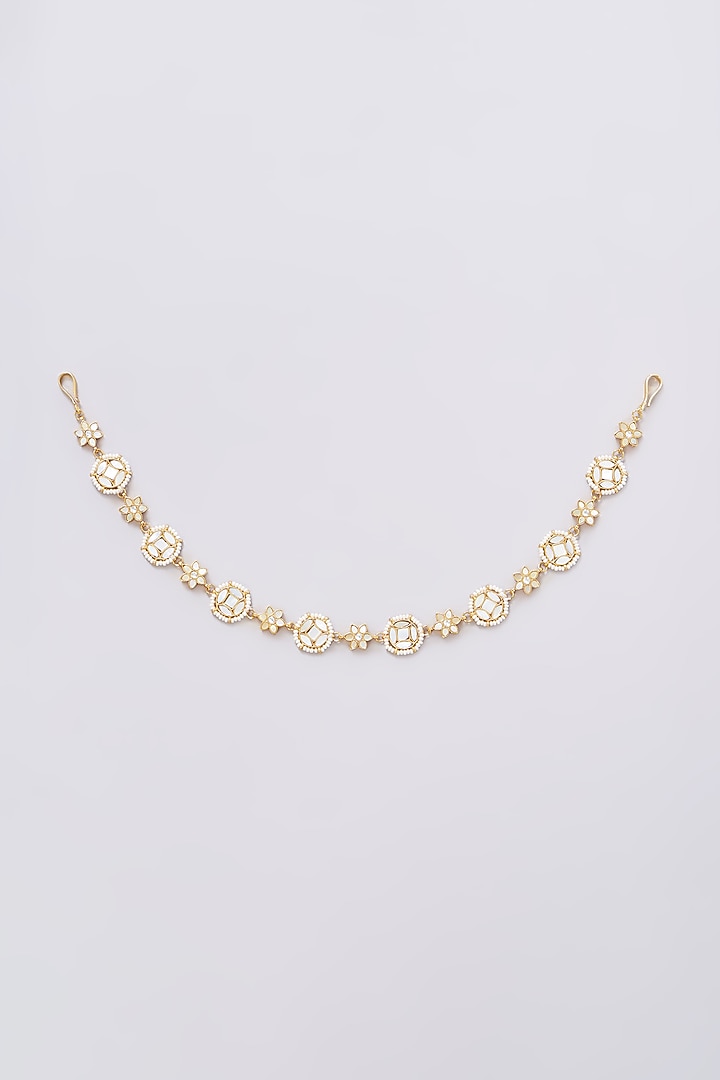 Gold Plated Mother Of Pearl Headband by Shlok Jewels at Pernia's Pop Up Shop