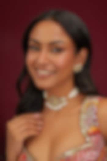 Gold Plated Mother Of Pearl Choker Necklace Set by Shlok Jewels at Pernia's Pop Up Shop