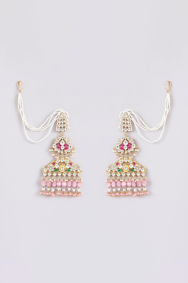 Gold Plated Jadau Kundan Polki Dangler Earrings by Shlok Jewels at Pernia's Pop Up Shop