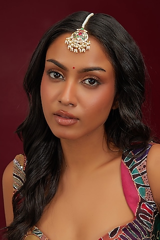 Gold Plated Jadau Kundan Polki Maangtikka by Shlok Jewels