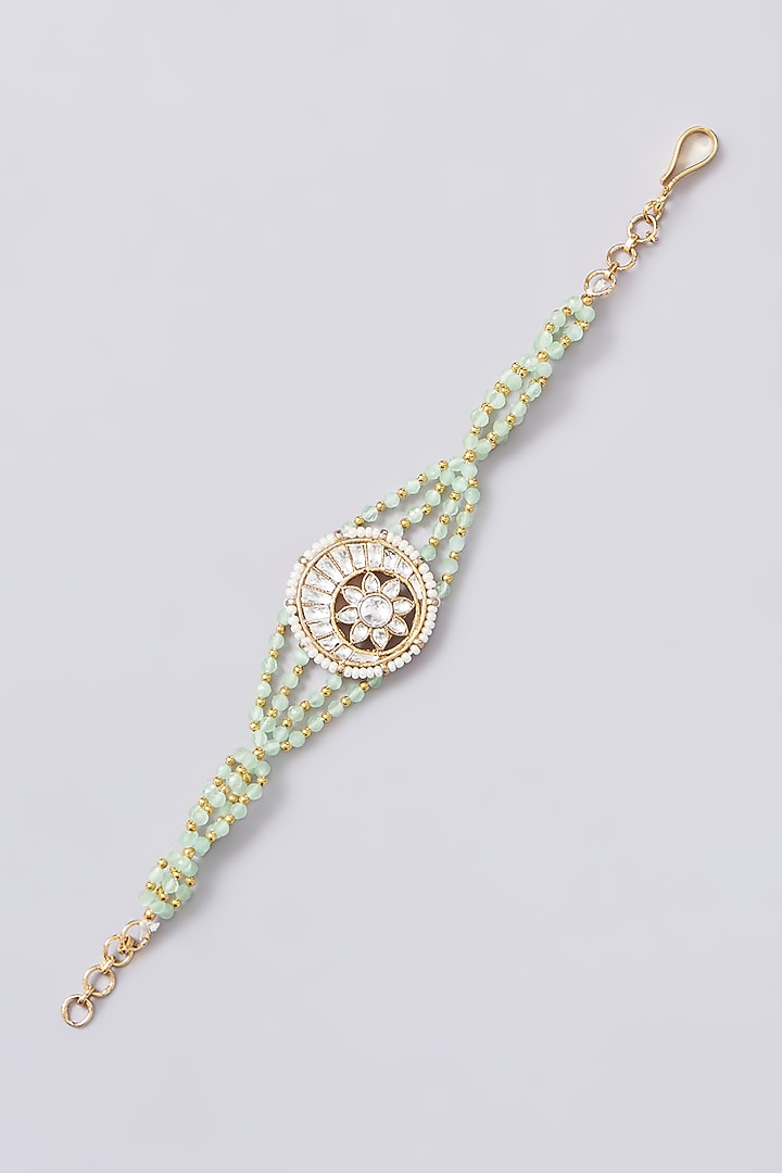 Gold Plated Jadau Kundan Polki Bracelet by Shlok Jewels at Pernia's Pop Up Shop