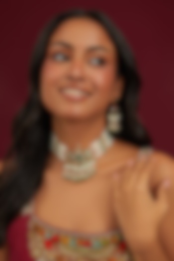 Gold Plated Jadau Kundan Polki Choker Necklace Set by Shlok Jewels at Pernia's Pop Up Shop