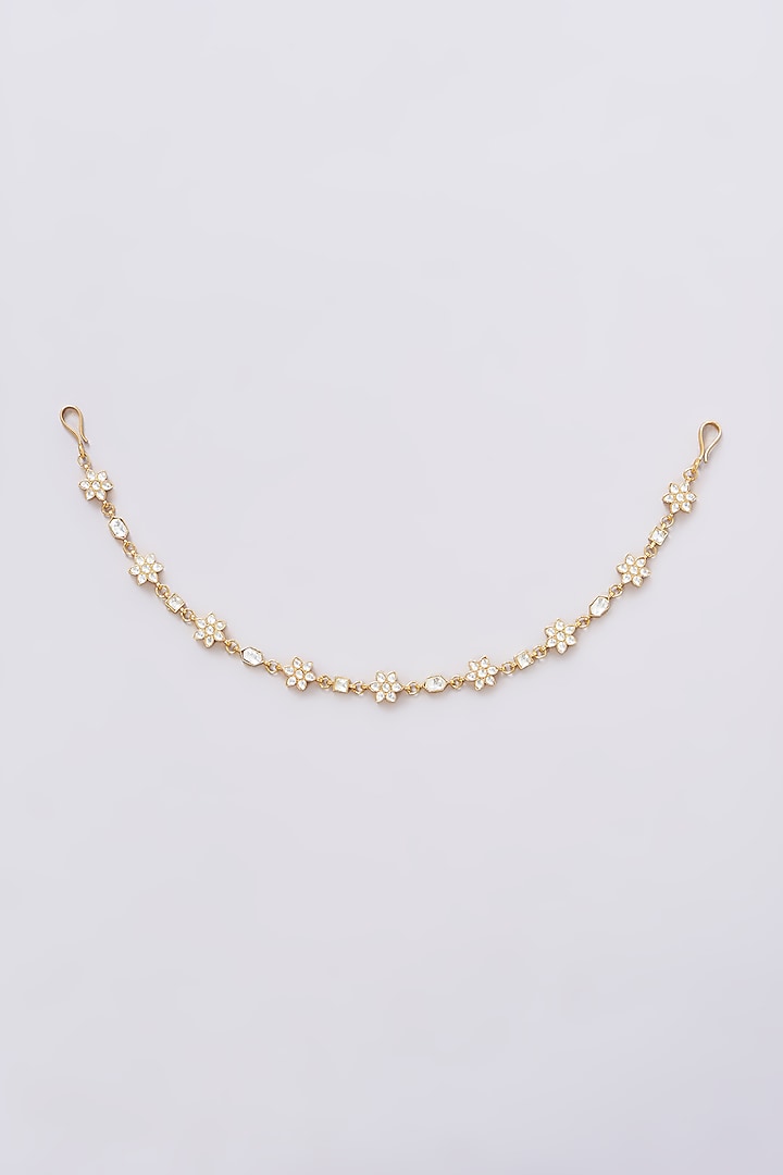 Gold Plated Jadau Kundan Polki Mathapatti by Shlok Jewels at Pernia's Pop Up Shop