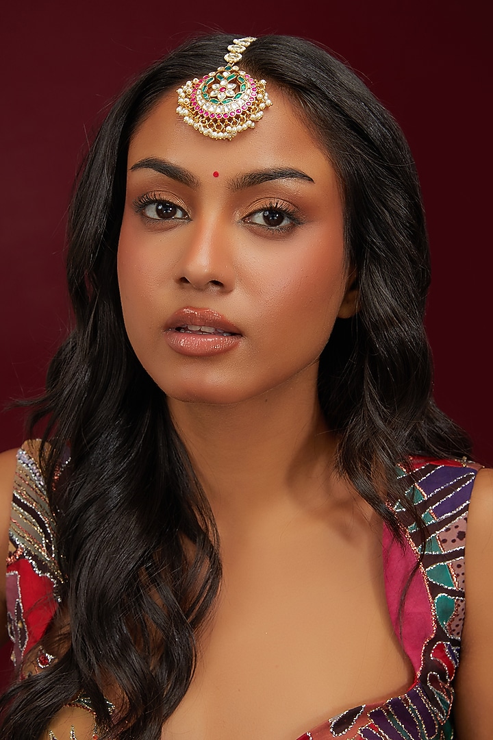 Gold Plated Jadau Kundan Polki Maangtikka by Shlok Jewels at Pernia's Pop Up Shop