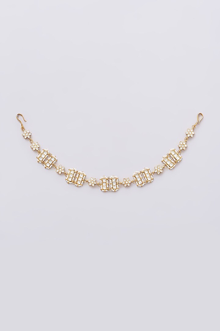 Gold Plated Jadau Kundan Polki Mathapatti by Shlok Jewels at Pernia's Pop Up Shop