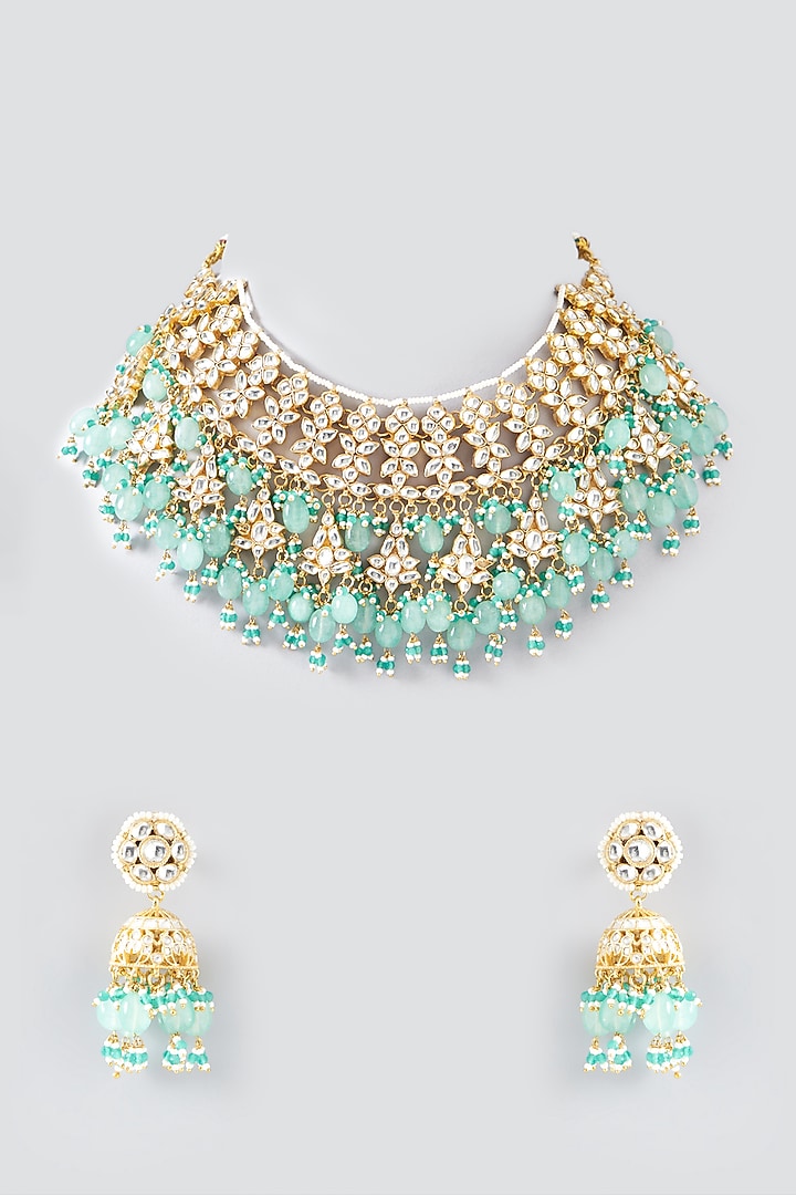 Gold Plated Kundan & Pearl Necklace Set by Shlok Jewels at Pernia's Pop Up Shop