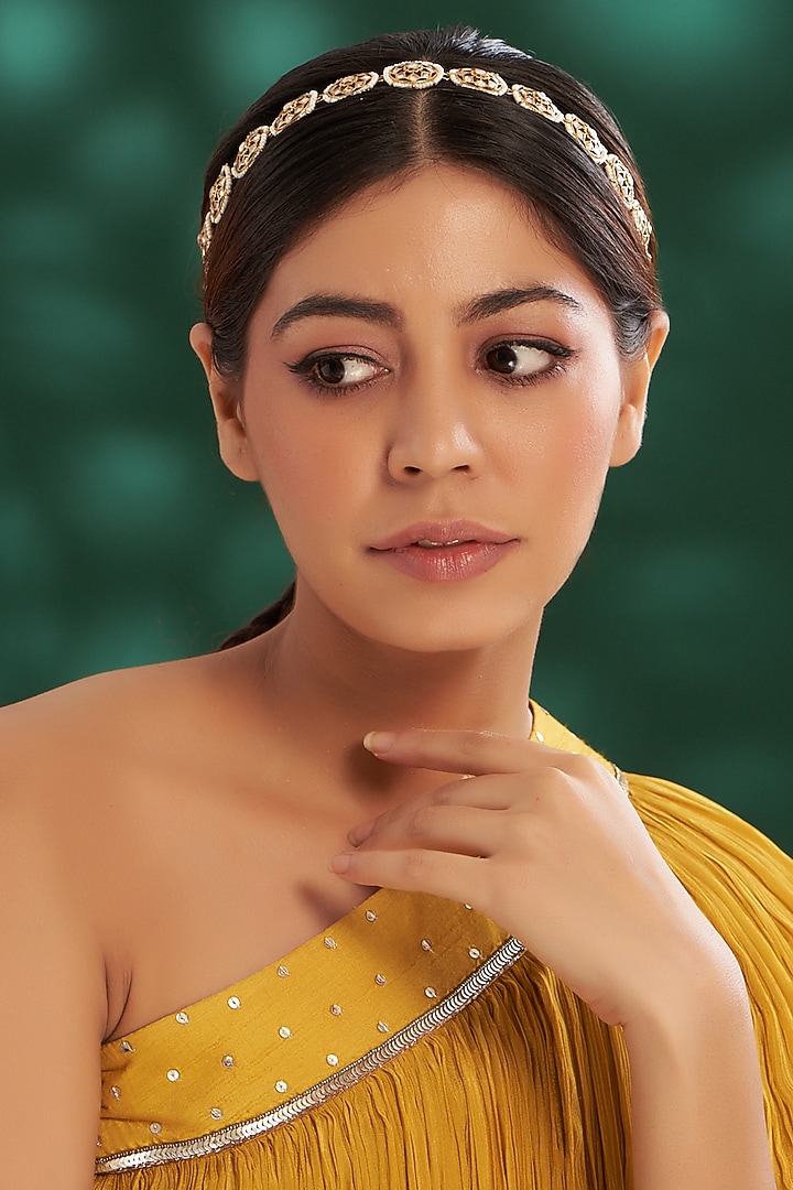 Gold Plated Kundan Polki Mathapatti by Shlok Jewels at Pernia's Pop Up Shop