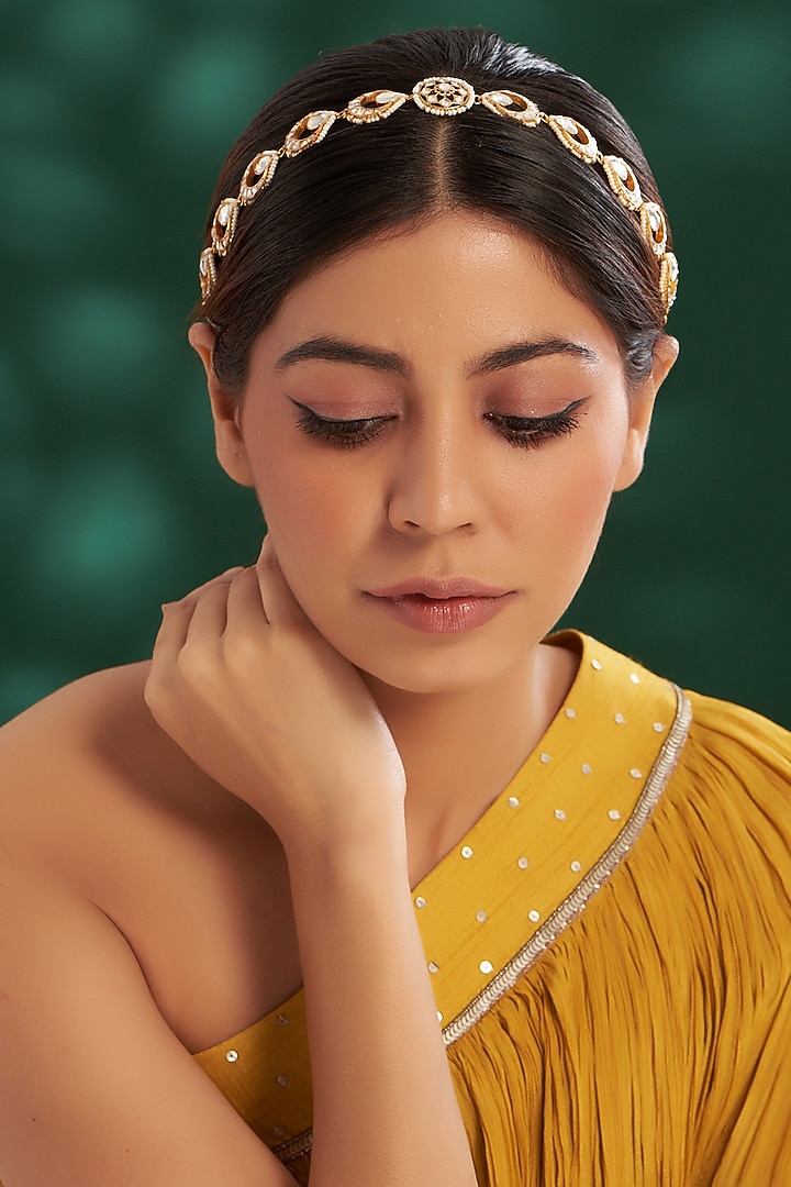 Gold Plated Kundan Polki Mathapatti by Shlok Jewels at Pernia's Pop Up Shop