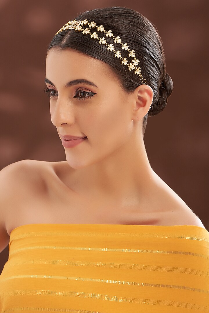 Gold Plated Kundan Polki Mathapatti by Shlok Jewels at Pernia's Pop Up Shop