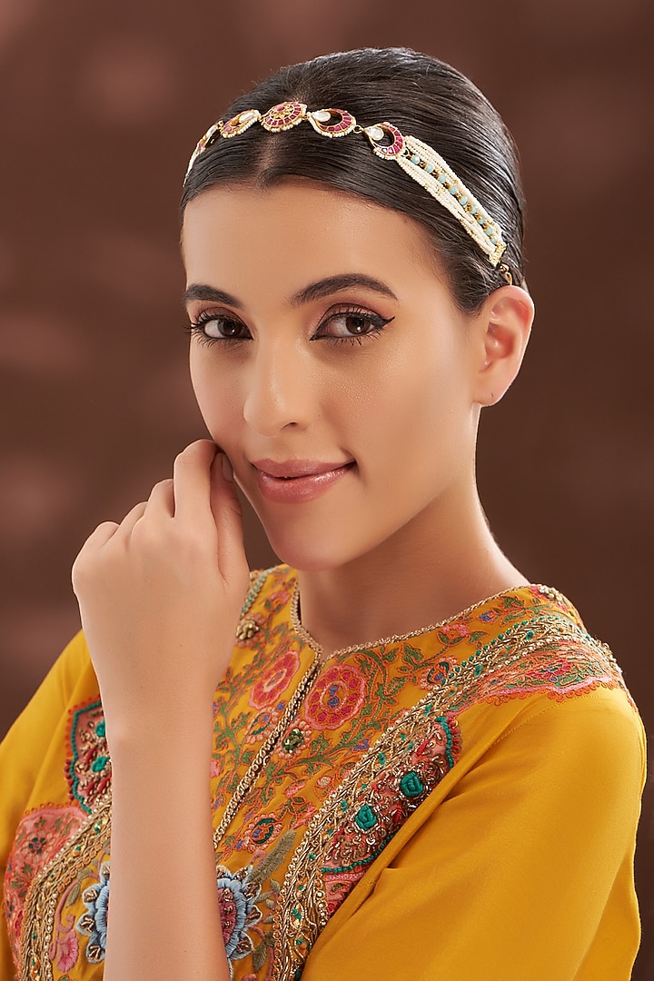 Gold Plated Kundan Polki Mathapatti by Shlok Jewels at Pernia's Pop Up Shop