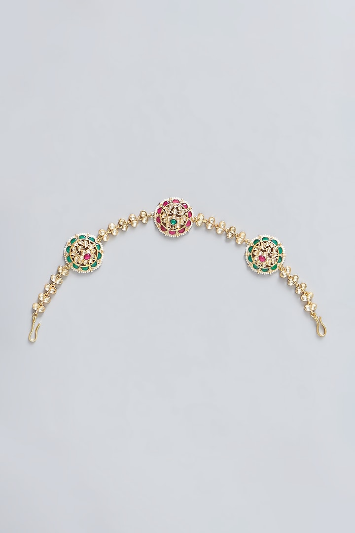 Gold Plated Kundan Polki & Pearl Headpieace by Shlok Jewels at Pernia's Pop Up Shop