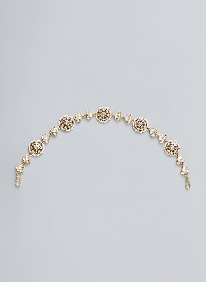 Gold Plated Kundan Polki & Pearl Headpieace by Shlok Jewels at Pernia's Pop Up Shop