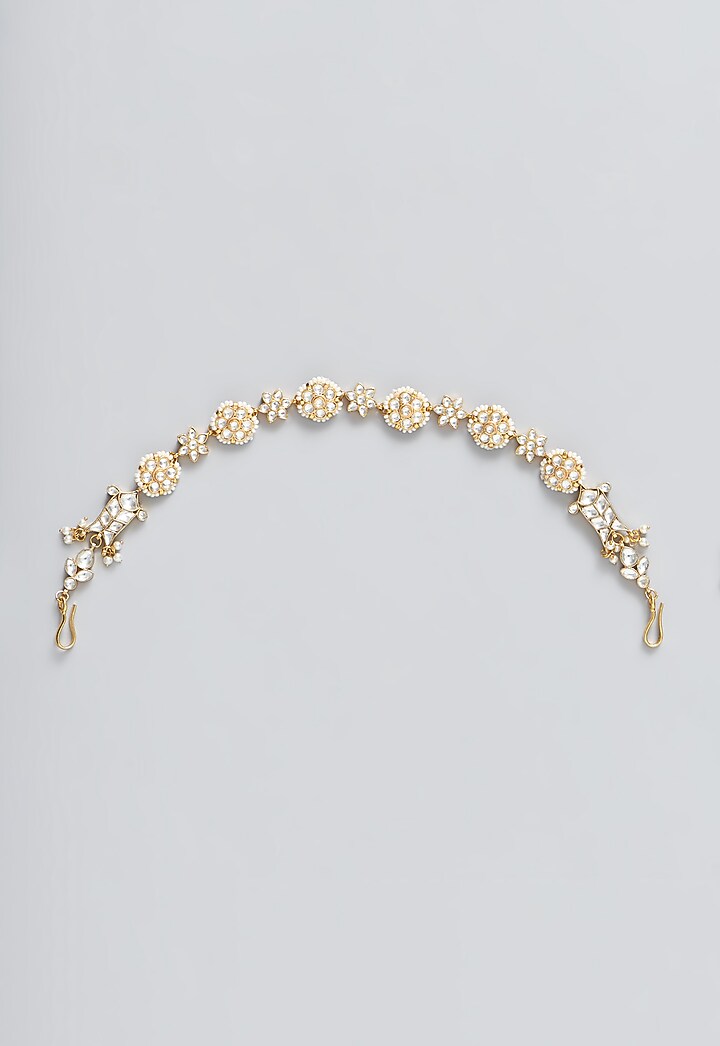 Gold Plated Kundan Polki & Natural Gemstone Headpieace by Shlok Jewels at Pernia's Pop Up Shop