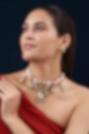 Gold Plated Kundan Polki & Semi-Precious Stone Choker Necklace Set by Shlok Jewels at Pernia's Pop Up Shop