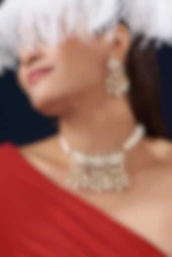 Gold Plated Kundan Polki & Semi-Precious Stone Choker Necklace Set by Shlok Jewels at Pernia's Pop Up Shop