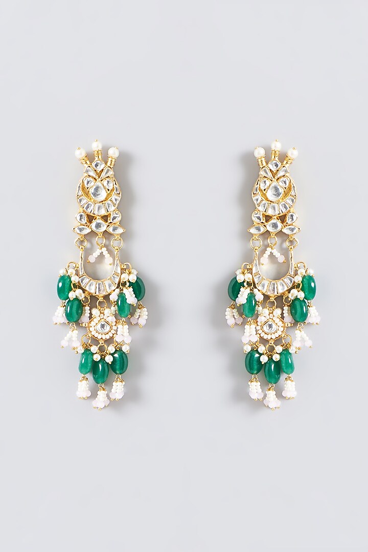 Gold Plated Green Kundan Polki & Semi-Precious Stone Necklace Set by Shlok Jewels at Pernia's Pop Up Shop