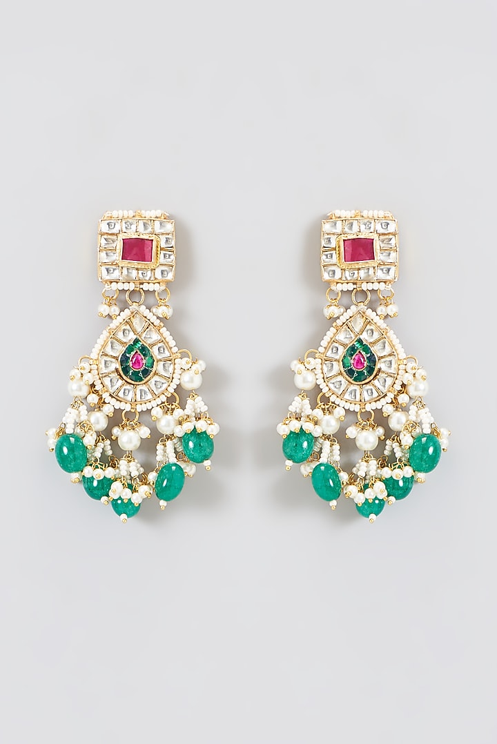 Gold Plated Kundan Polki & Semi-Precious Stone Necklace Set by Shlok Jewels at Pernia's Pop Up Shop