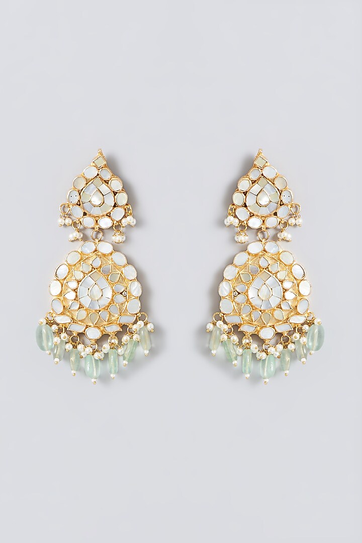 Gold Plated Kundan Polki & Mother Of Pearl Necklace Set by Shlok Jewels at Pernia's Pop Up Shop