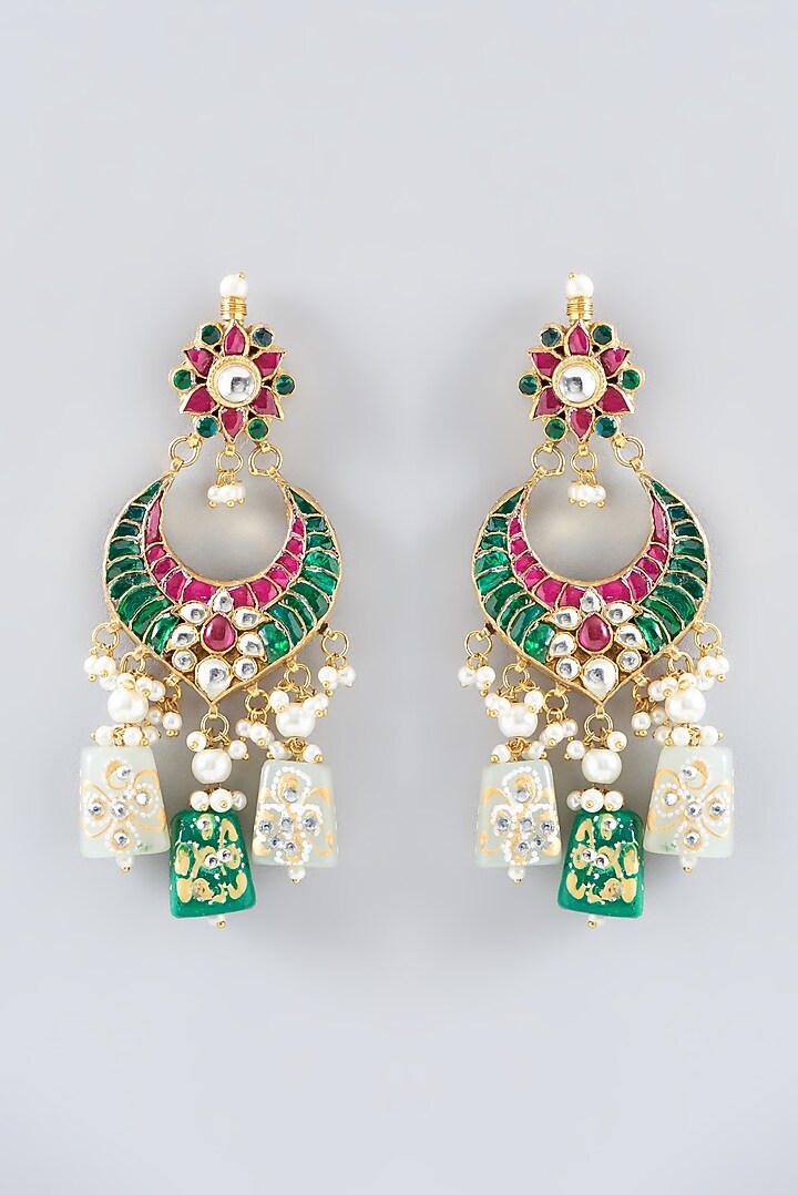Gold Plated Kundan Polki & Semi-Precious Stone Necklace Set by Shlok Jewels at Pernia's Pop Up Shop