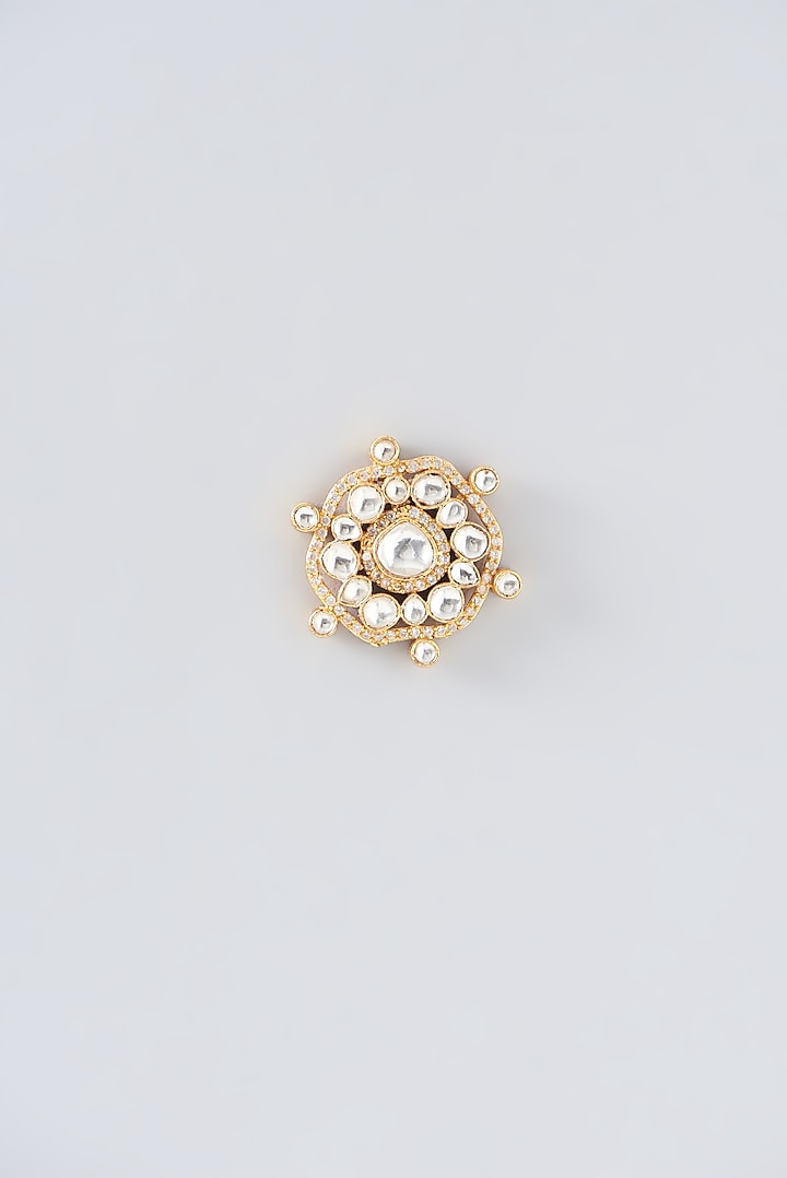 Gold Plated Kundan Polki & Semi-Precious Stone Stud Earrings by Shlok Jewels at Pernia's Pop Up Shop