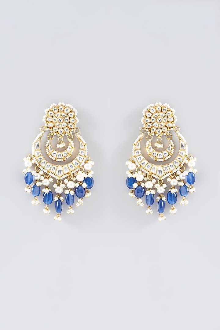 Gold Plated Kundan Polki & Semi-Precious Stone Dangler Earrings by Shlok Jewels at Pernia's Pop Up Shop