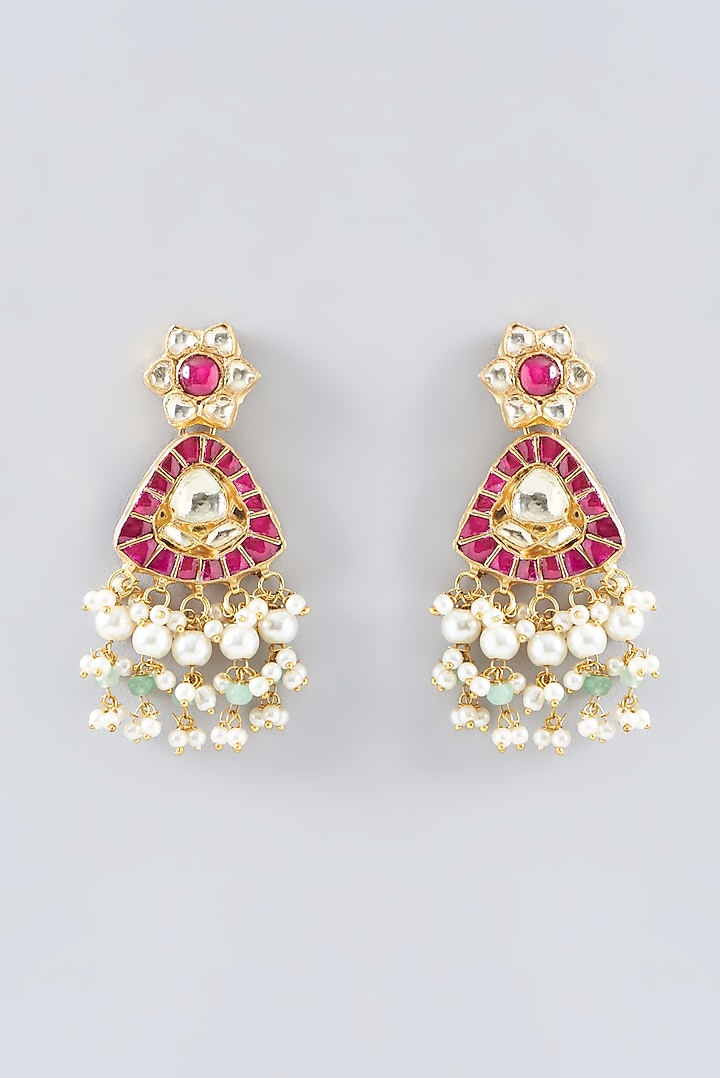 Gold Plated Kundan Polki & Semi-Precious Stone Necklace Set by Shlok Jewels at Pernia's Pop Up Shop
