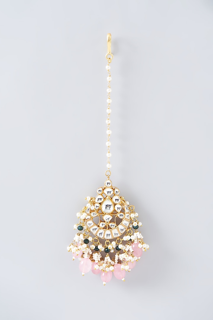 Gold Plated Kundan Polki & Semi-Precious Stone Necklace Set by Shlok Jewels at Pernia's Pop Up Shop