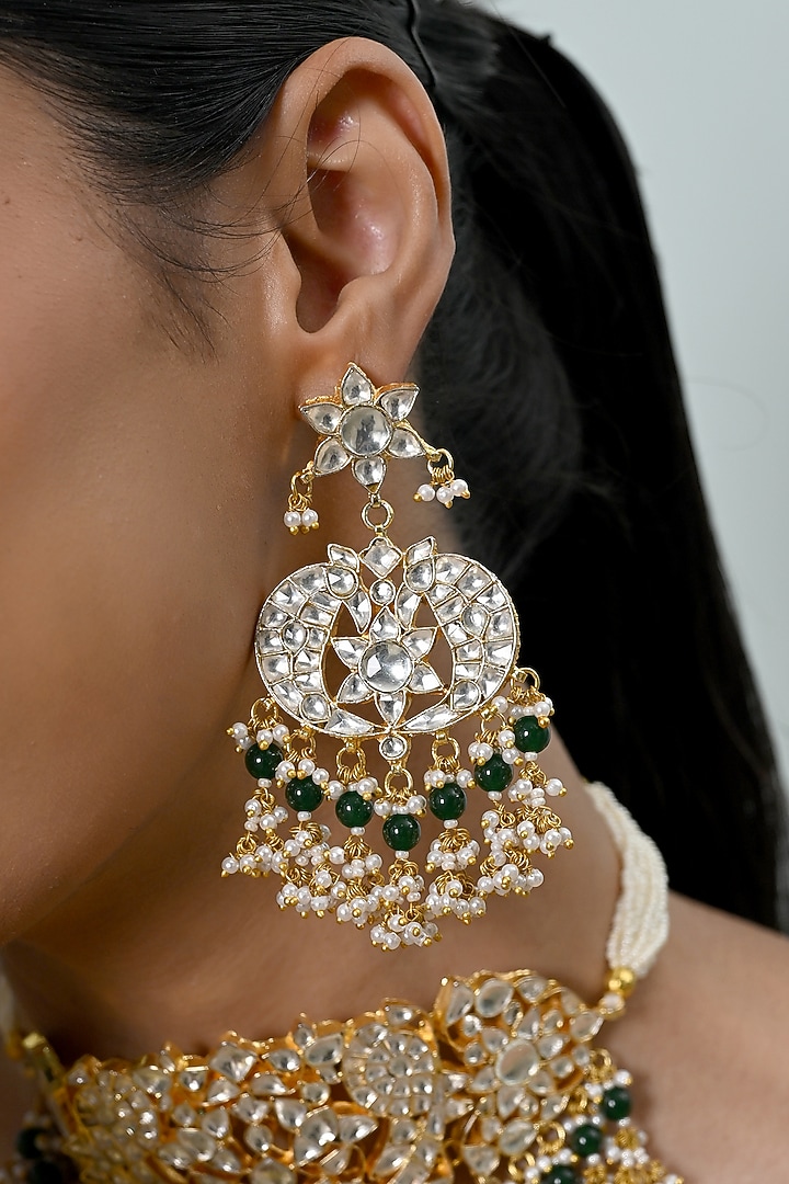 Gold Plated Kundan Polki Jadau Choker Necklace Set by Shlok Jewels at Pernia's Pop Up Shop