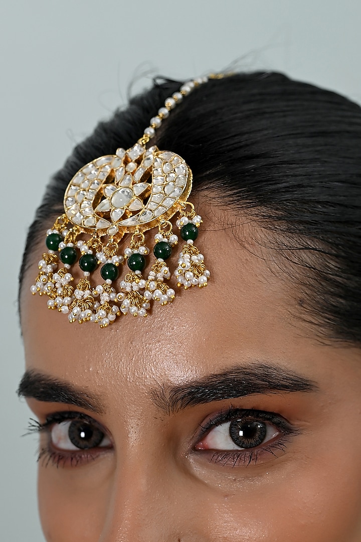 Gold Plated Kundan Polki Jadau Choker Necklace Set by Shlok Jewels at Pernia's Pop Up Shop