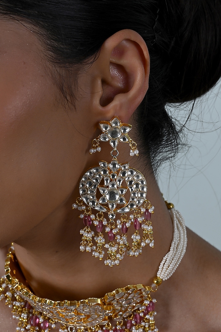 Gold Plated Kundan Polki Jadau Choker Necklace Set by Shlok Jewels at Pernia's Pop Up Shop