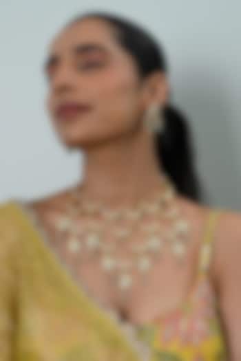 Gold Plated Kundan Polki Jadau Necklace Set by Shlok Jewels at Pernia's Pop Up Shop