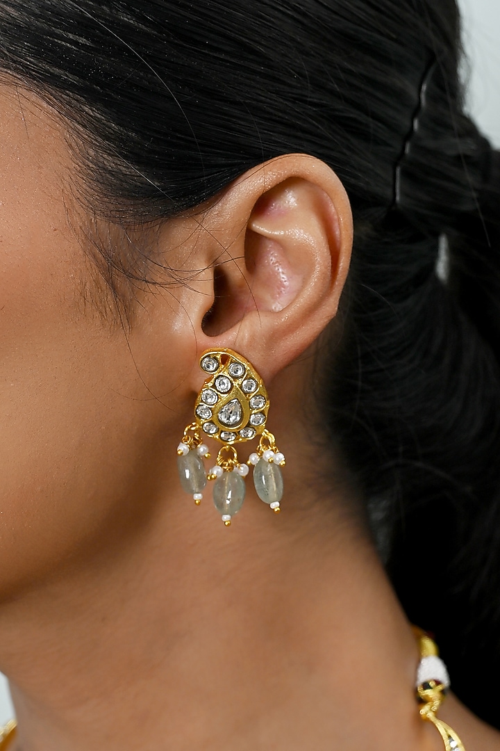 Gold Plated Kundan Polki Jadau Necklace Set by Shlok Jewels at Pernia's Pop Up Shop