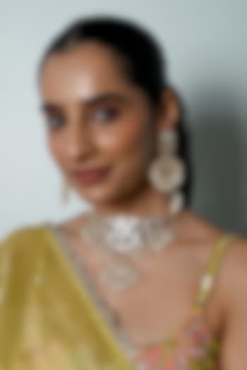 Gold Plated Mother Of Pearl Jadau Choker Necklace Set by Shlok Jewels at Pernia's Pop Up Shop