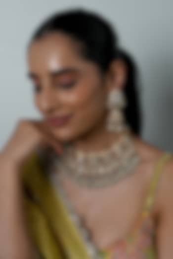 Gold Plated Kundan Polki Jadau Choker Necklace Set by Shlok Jewels at Pernia's Pop Up Shop