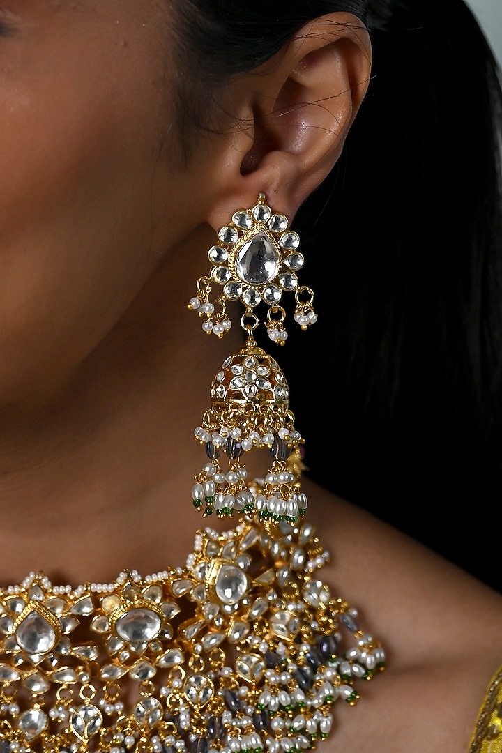 Gold Plated Kundan Polki Jadau Choker Necklace Set by Shlok Jewels at Pernia's Pop Up Shop
