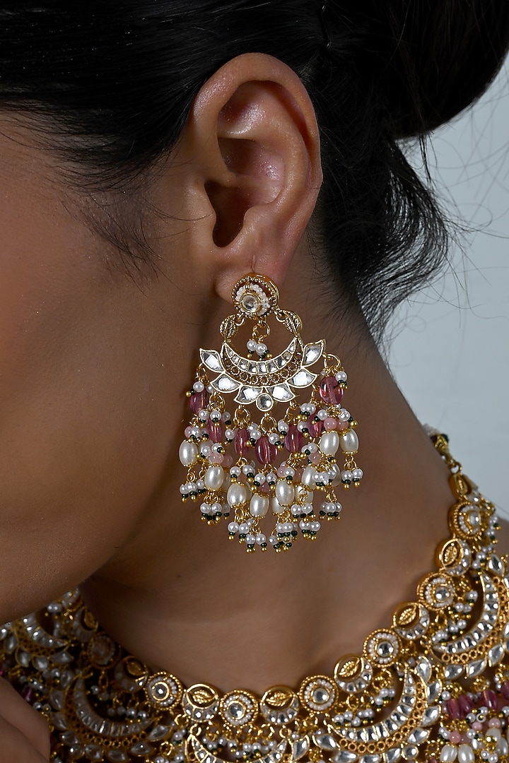 Gold Plated Kundan Polki Jadau Necklace Set by Shlok Jewels at Pernia's Pop Up Shop