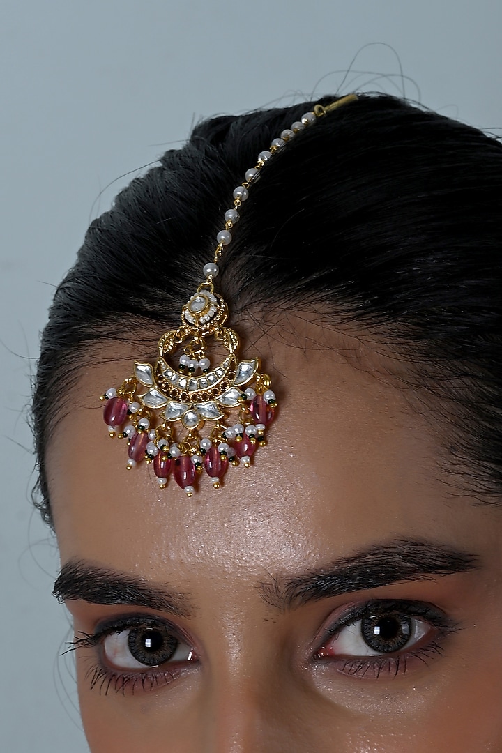 Gold Plated Kundan Polki Jadau Necklace Set by Shlok Jewels at Pernia's Pop Up Shop