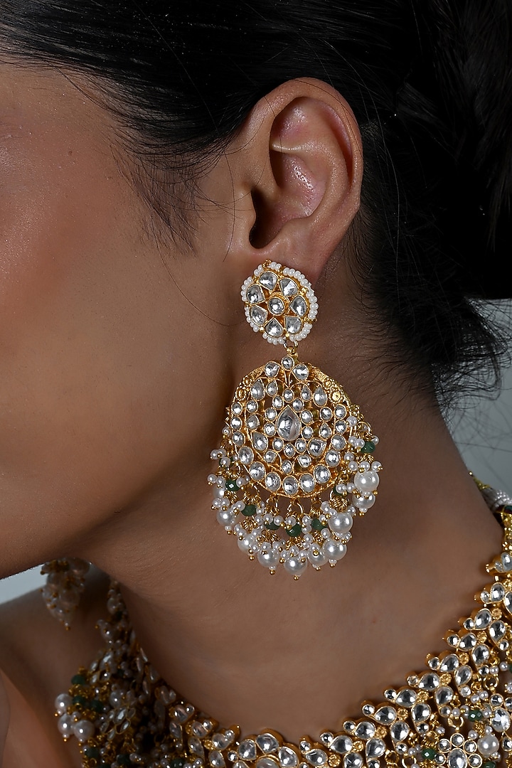 Gold Plated Kundan Polki Jadau Choker Necklace Set by Shlok Jewels at Pernia's Pop Up Shop
