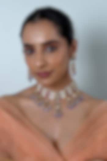 Gold Plated Multi-Colored Kundan Polki Jadau Choker Necklace Set by Shlok Jewels at Pernia's Pop Up Shop