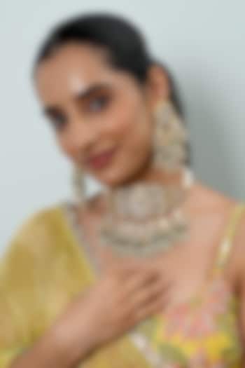 Gold Plated Kundan Polki Jadau Choker Necklace Set by Shlok Jewels at Pernia's Pop Up Shop