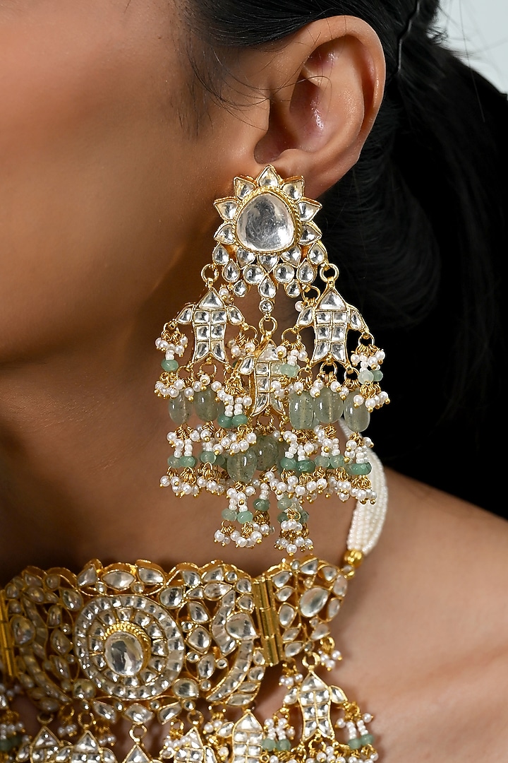Gold Plated Kundan Polki Jadau Choker Necklace Set by Shlok Jewels at Pernia's Pop Up Shop