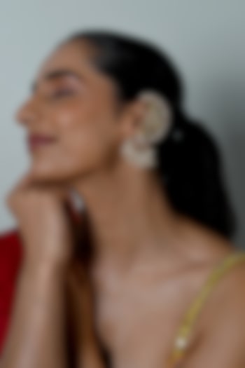Gold Plated Mother Of Pearl Cuff Earrings by Shlok Jewels at Pernia's Pop Up Shop