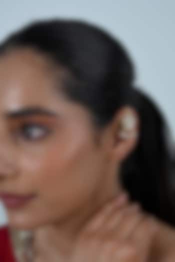 Gold Plated Jadau Kundan Polki Cuff Earrings by Shlok Jewels at Pernia's Pop Up Shop